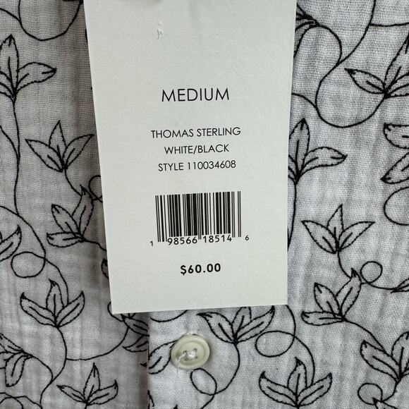 Thomas Sterling Men's Cotton Button Shirt Medium Abstract Vine Print NWT - Picture 3 of 10